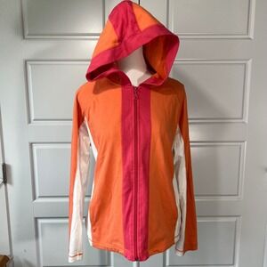Pacer Petite Womens‎ Hoodie Zip Up Activewear Orange Pink White PL Jacket